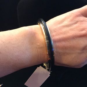 Lydell NYC, Gold bracelet, with black band accent.